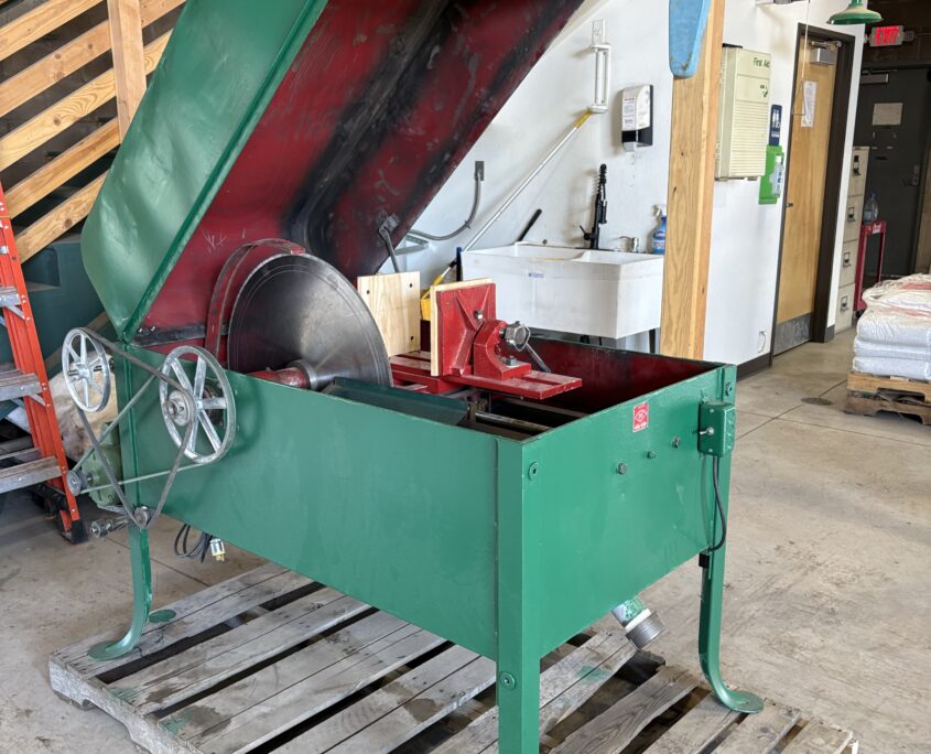 Left Side View of Vintage 24" Nelson Slab Saw