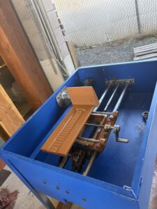 Interior view of 18 inch Frantom slab saw partially reassembled